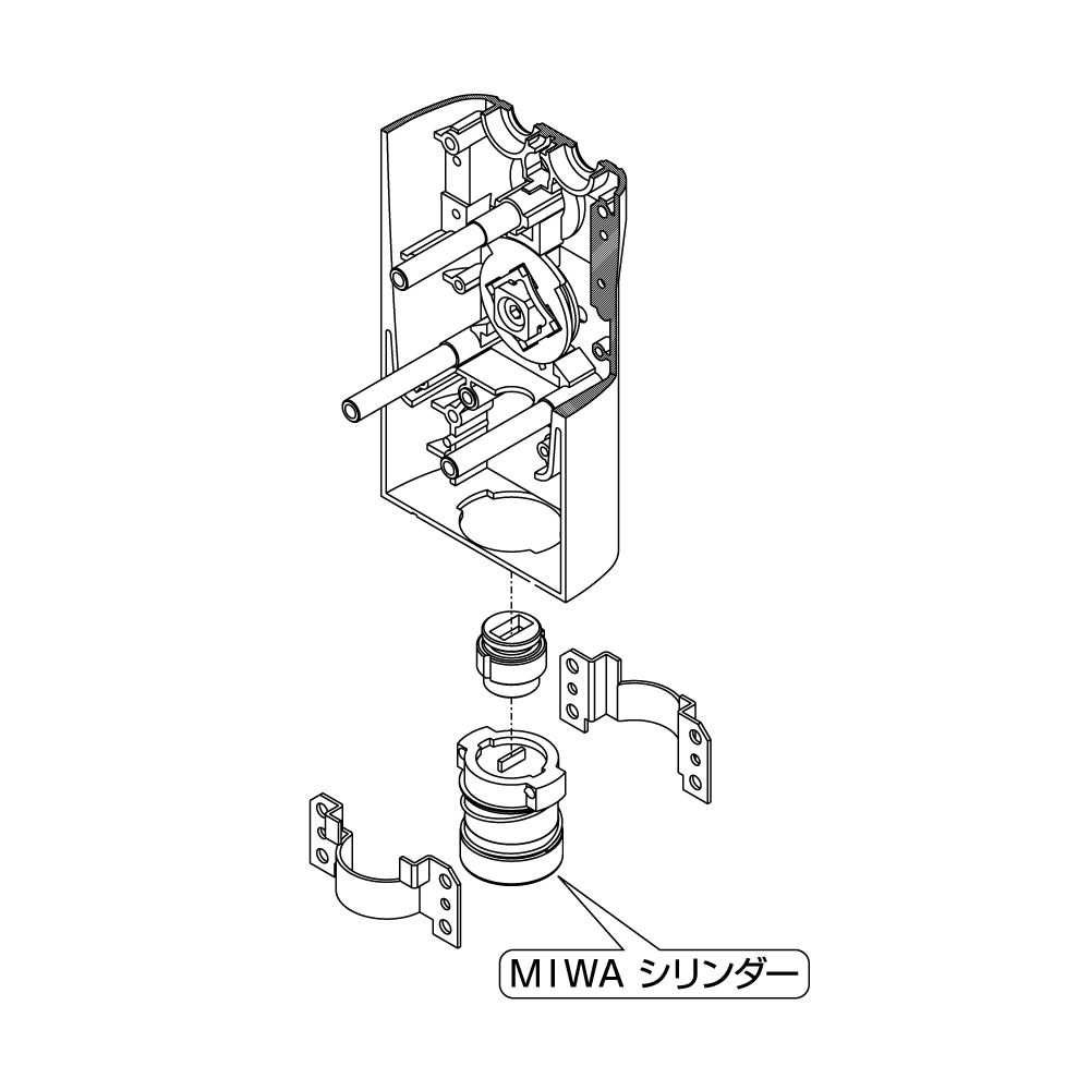 他社シリンダー組込